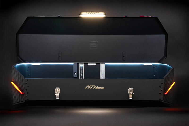 IXTAbox Pro towbar-mounted cargo box, extra storage, LED lighting.